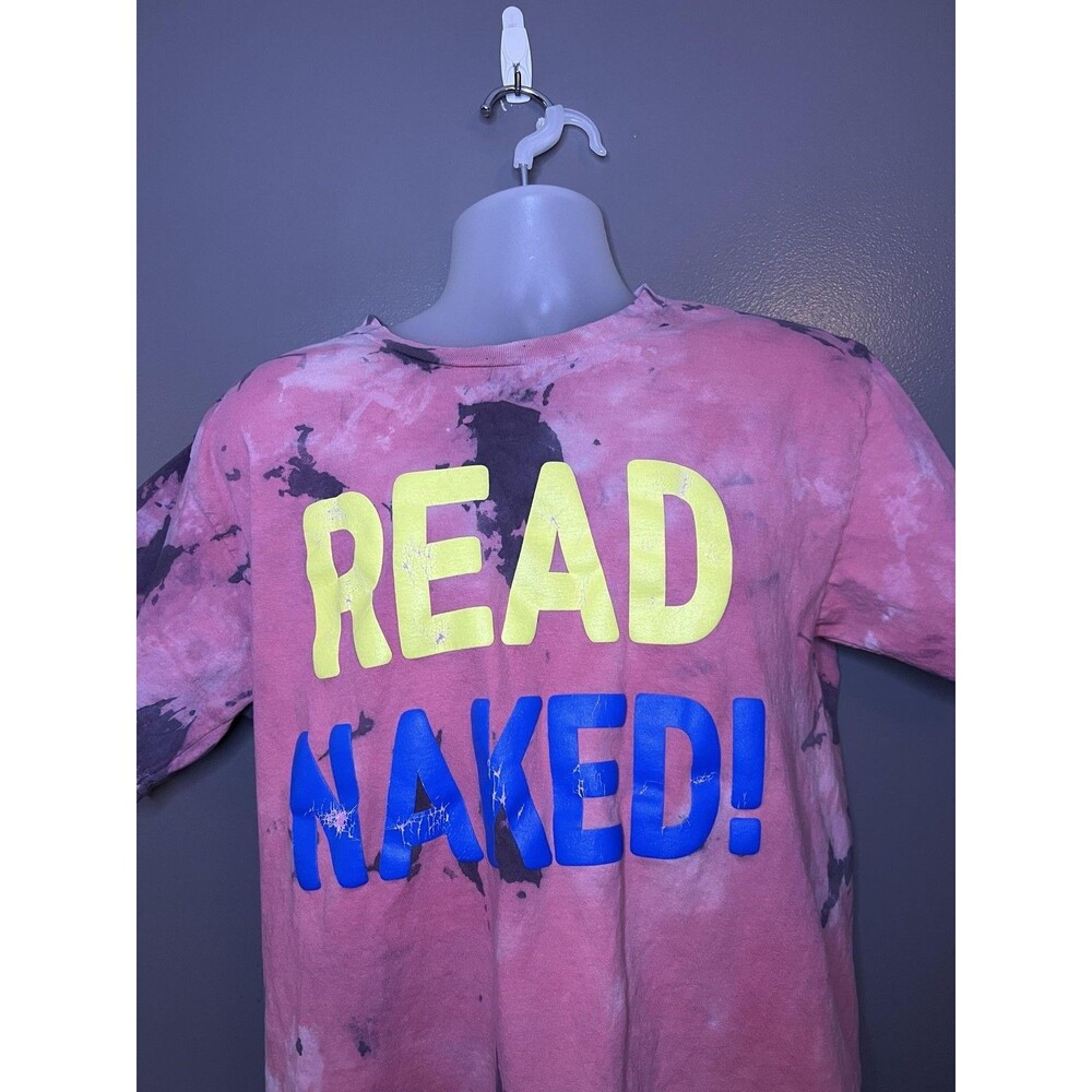 Read Naked Skim Milk Shirt Mens Medium Pink Tie Dye Graphic Tee Funny Book